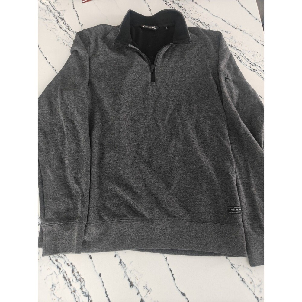 TravisMathew Pullover Mens Medium Grey Quarter Zip Golf Stretch Long Sleeve Top
